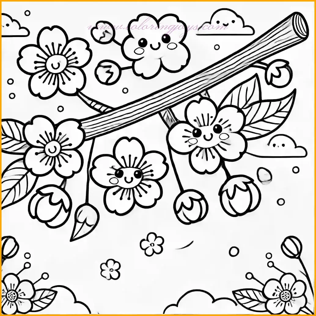 Beautiful Cherry Blossom Coloring Pages for Relaxation and Creativity