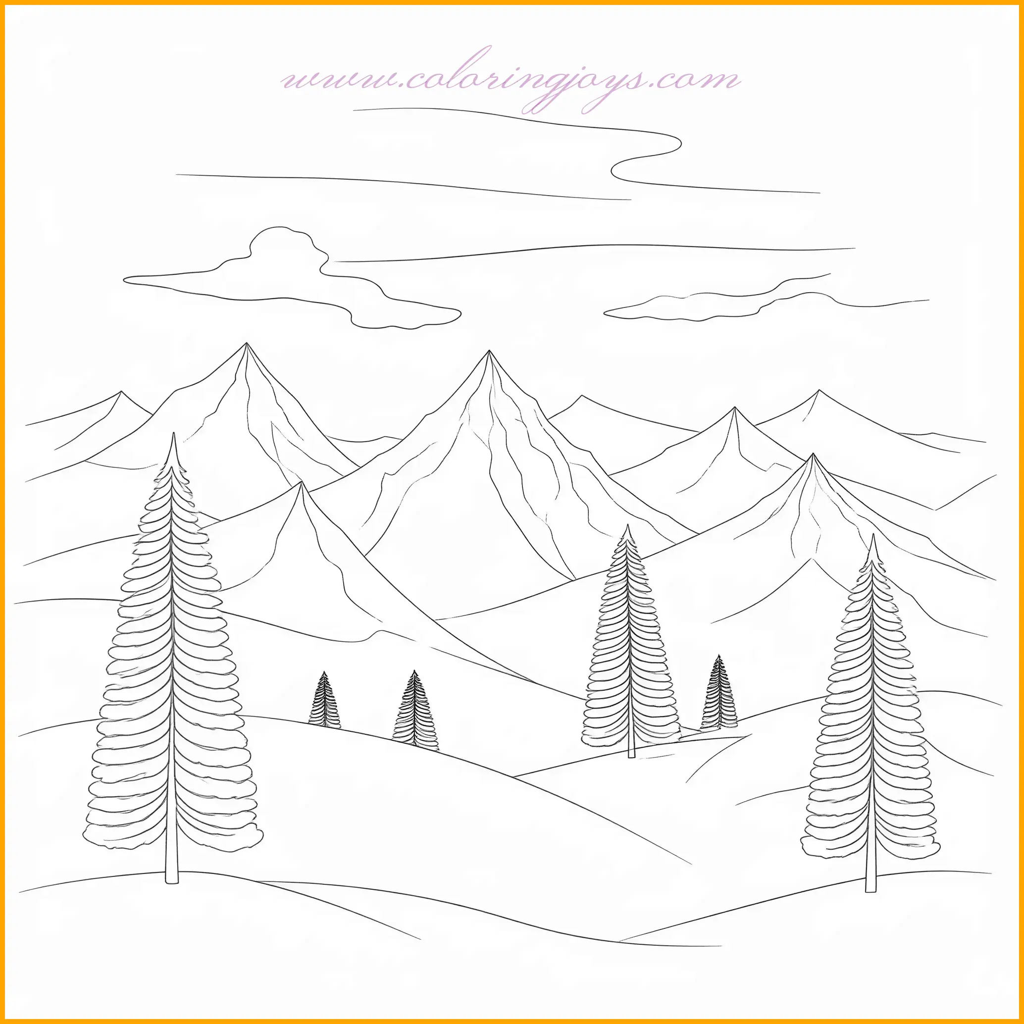 This enchanting January coloring page features snow-covered mountains standing tall in the background of the word "January." The mountains can be shaded in layers of gray, white, and pale blue to emphasize their frosty, majestic peaks. The word "January" can take on a sparkling icy blue or silver hue, reflecting the cold beauty of winter. Add depth by coloring the snowy ground in soft whites and grays, with shadows cast by the towering mountains. For extra creativity, include a soft gradient in the sky with pastel shades of blue and lavender to capture the serenity of a winter landscape.