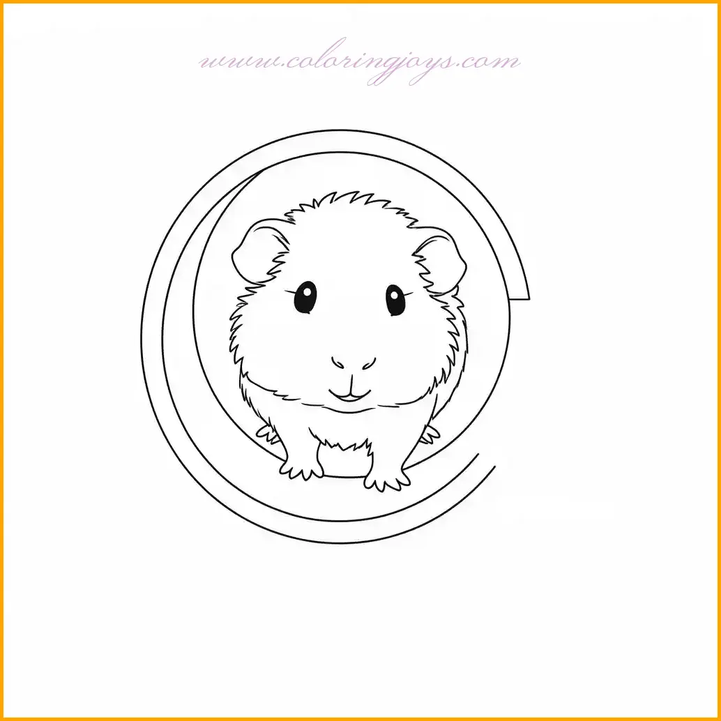 This charming coloring page features a playful guinea pig joyfully climbing through a tunnel. The image captures the lively and adventurous spirit of guinea pigs, making it a delightful activity for children and adults alike. To bring this page to life, consider coloring the guinea pig with warm brown, white, or orange tones to showcase its furry coat. Add vibrant colors to the tunnel, like green, blue, or red, for a lively backdrop. The surrounding area can be shaded in light greens or yellows to create a cheerful outdoor setting. This detailed coloring activity is perfect for relaxation and creativity, ideal for anyone who loves guinea pigs.