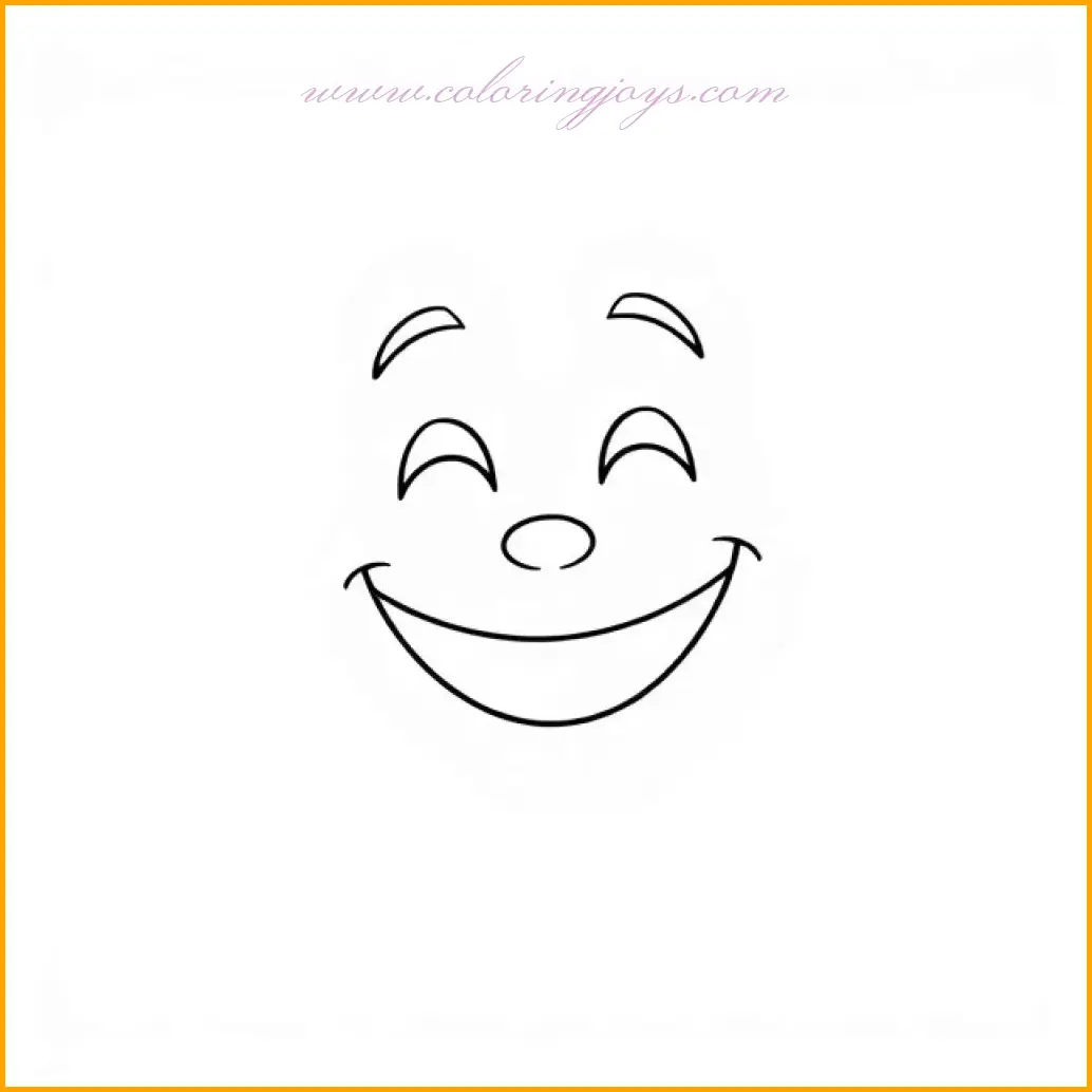 This coloring page features a happy face with a satisfied grin and a joyful expression that radiates contentment. Use a warm yellow for the face, and carefully shade the grin with light gray to enhance its curve. The eyes can be colored in a deep brown or black, adding white highlights for a sparkling effect. Pair this with a serene background in soft blues, greens, or purples to emphasize the relaxed and joyful mood of the face. This page is ideal for creating a harmonious and satisfying piece of art.