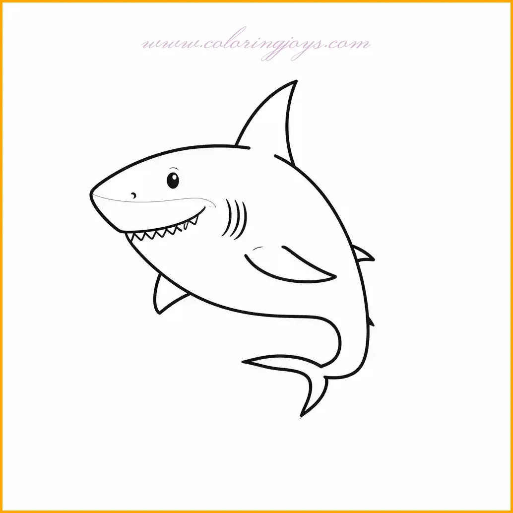 This "shark coloring sheet" features a shark with an impressively large tail, adding a dynamic touch to the underwater scene. Color the shark in shades of gray or blue, emphasizing the size and strength of its tail. The tail can be highlighted with darker shades to make it appear even more prominent. The ocean can be painted in deep blues and greens, with some gentle waves surrounding the shark. Consider using lighter tones for the underwater plants or fish, so they don't overshadow the shark’s striking tail. This exciting scene invites you to explore the contrasts and movement of the deep sea.