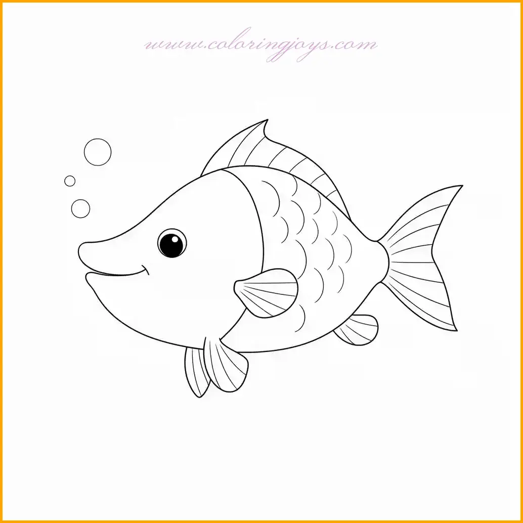This charming coloring page showcases a cheerful fish swimming gracefully through a calm sea. Its intricate scales and flowing fins are surrounded by gentle waves and tiny aquatic plants. Bring the fish to life with shades of orange, yellow, or blue, while using green hues for the plants and light blue for the water background. This sea animal coloring page is ideal for creating a relaxing and imaginative coloring experience while celebrating the beauty of underwater life.
