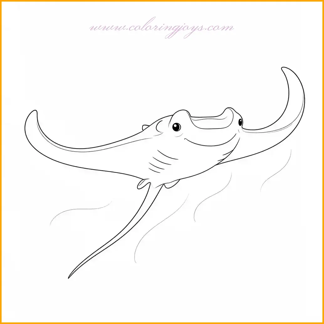Glide into the wonders of the ocean with this majestic manta ray coloring page. The manta ray is depicted with broad, wing-like fins and a streamlined body, surrounded by soft waves and a serene underwater backdrop. Use shades of gray, black, or dark blue for the manta ray’s body, and light blues or greens for the water. A few gentle white accents can highlight its natural grace. This sea animal coloring page invites artists to explore the beauty of one of the ocean’s most captivating creatures.
